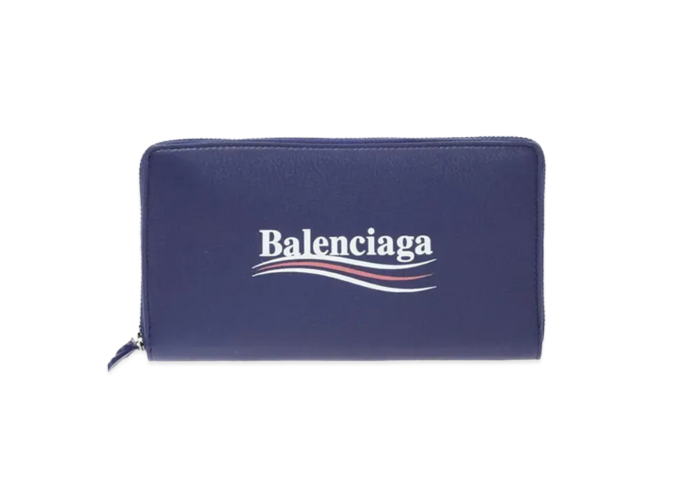 BALENCIAGA Political Campaign Zip Around Wallet "Blue"