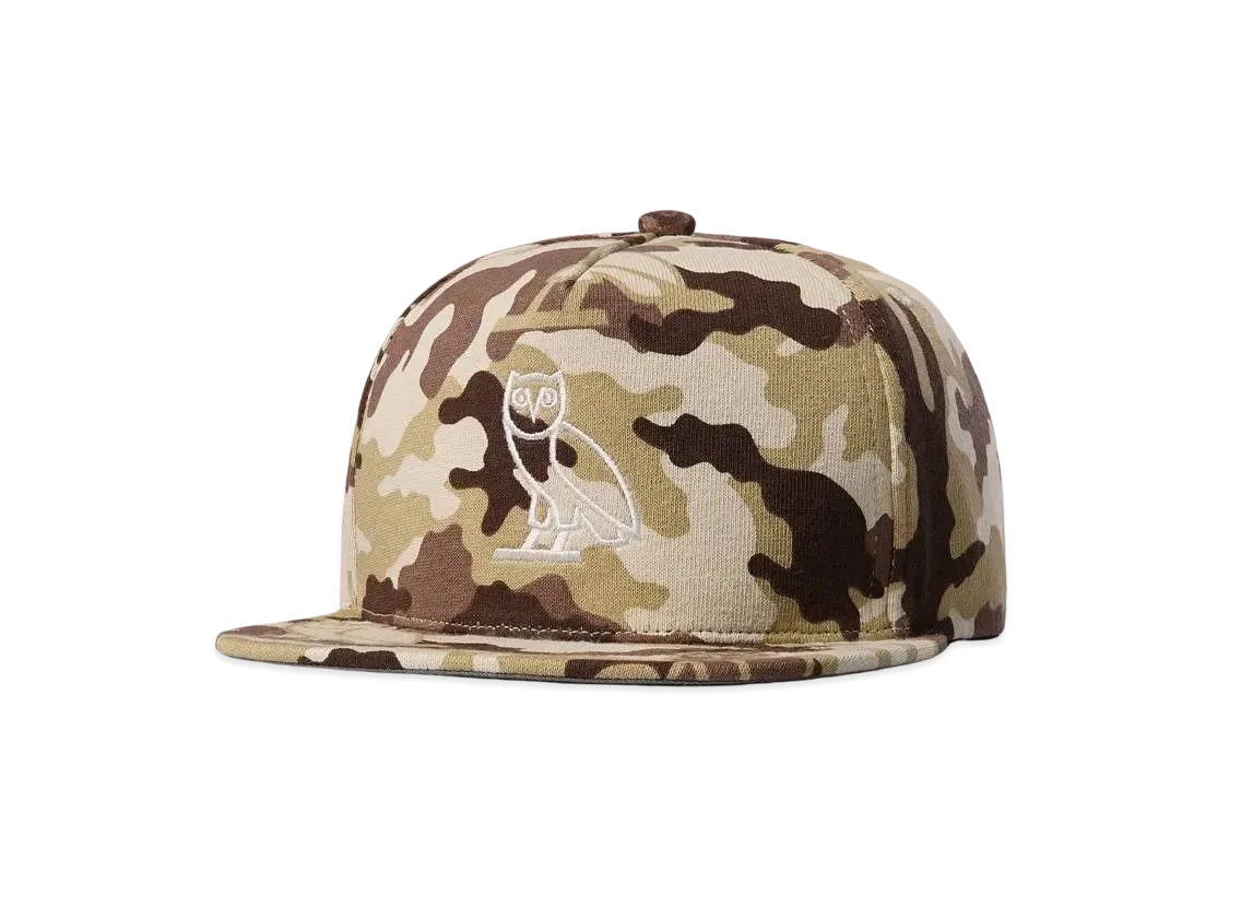 A BATHING APE X OVO WOODLAND CAMO SNAPBACK CAP "Beige"