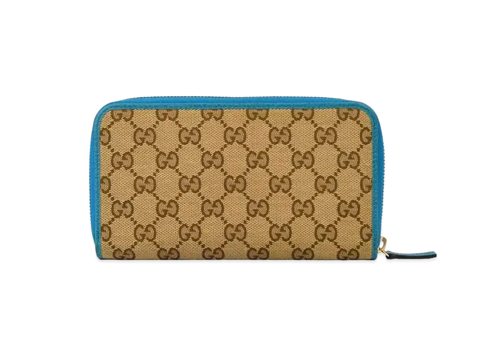 GUCCI GG Canvas Zip Around Wallet "Blue"