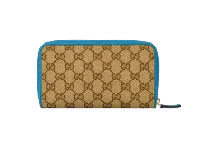 GUCCI GG Canvas Zip Around Wallet "Blue"