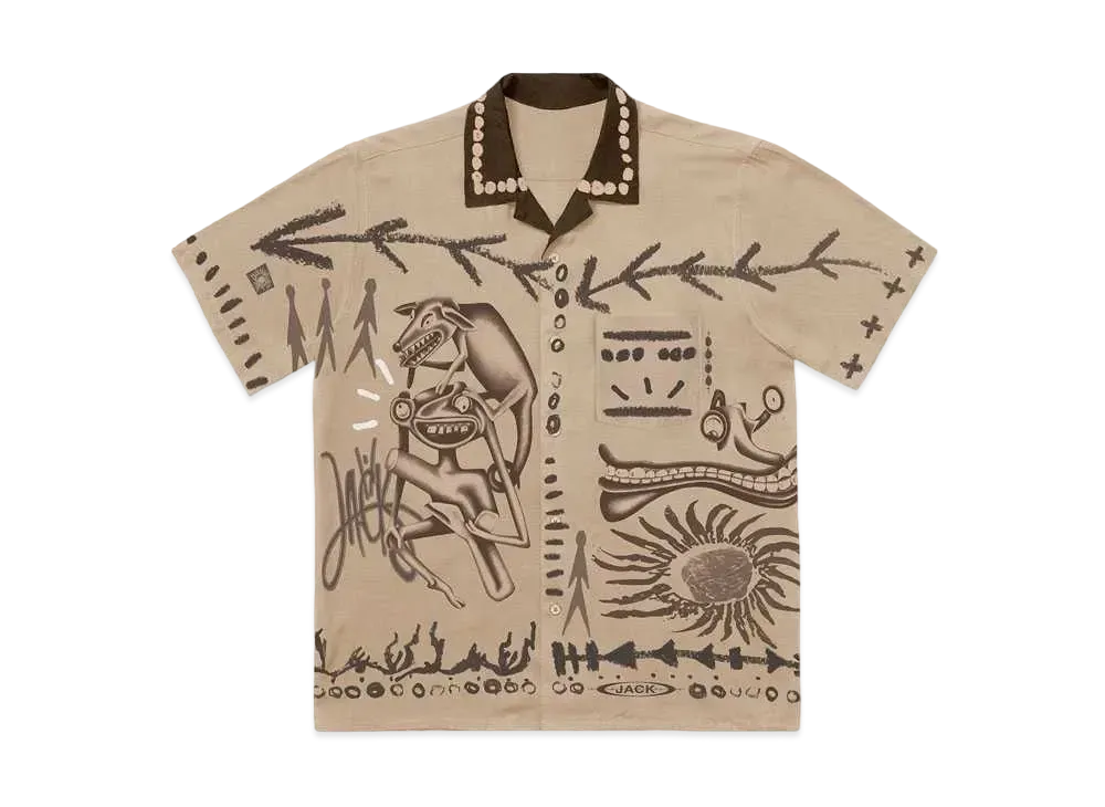 Travis Scott Cactus Jack PAINTER'S BUTTON UP SHIRT "Beige"