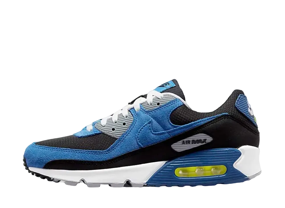 ナイキ エアマックス 90 "ブラック/ボルテージ イエロー/ホワイト/アトランティック ブルー ヘザー"