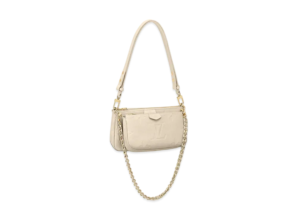 Louis Vuitton Monogram Empreinte Leather Multi Pochette Accessoires "Cream"