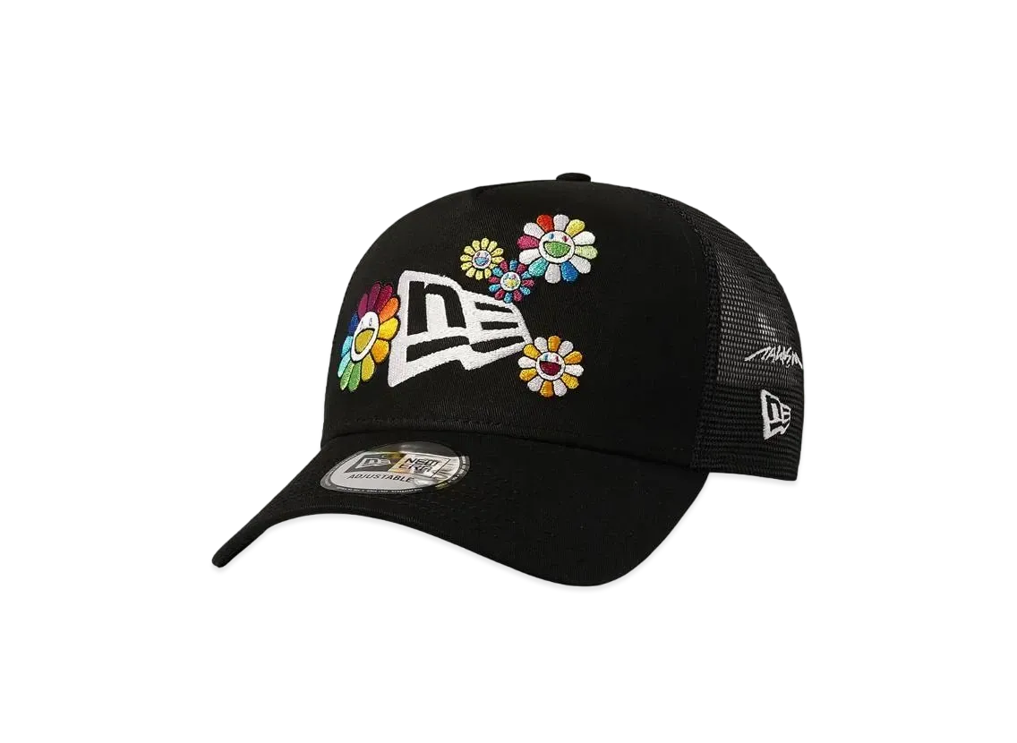 NEW ERA TAKASHI MURAKAMI 9FORTY A-Frame Trucker FLOWER FLAG BLACK "Black"