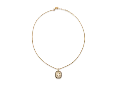 Dior Logo Rhinestone Octagon Necklace "Gold"