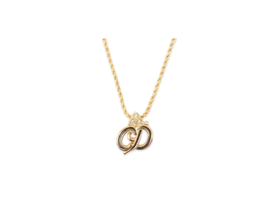 Dior CD Logo Rhinestone Necklace "Gold"