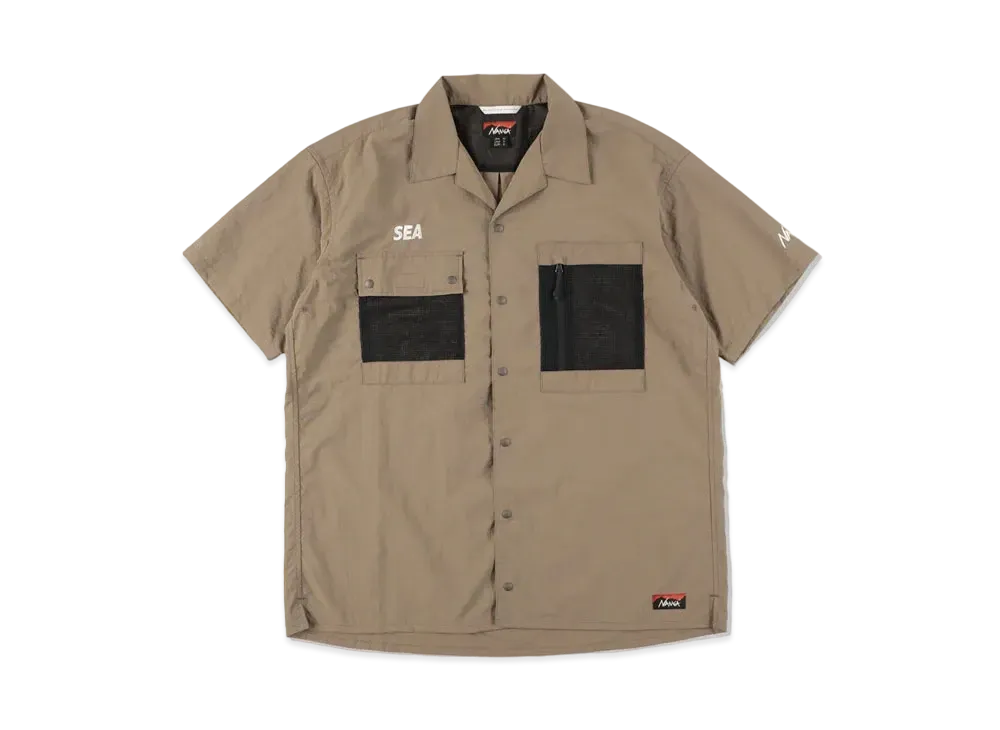 WIND AND SEA x NANGA NYLON TUSSER SHIRT "Mocha "