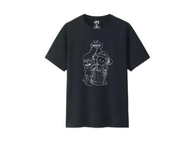 KAWS x Uniqlo x Sesame Street Companion Trash Can Outline Tee "Black"