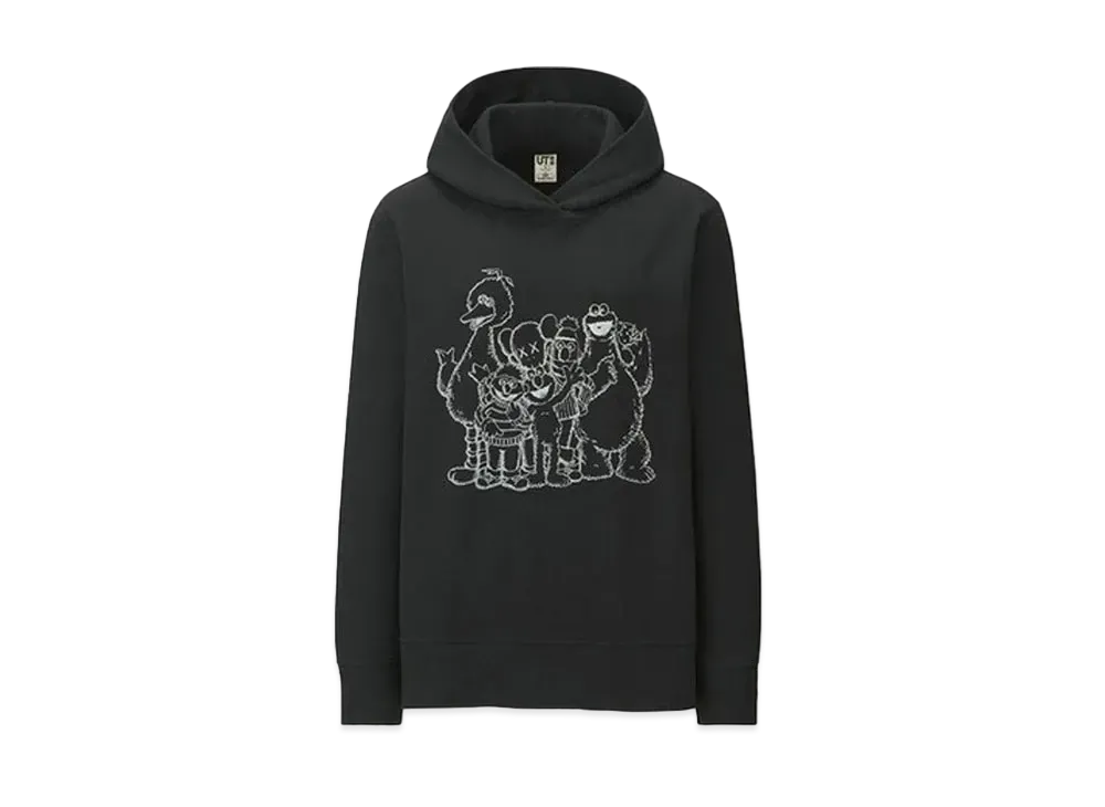 KAWS x Uniqlo x Sesame Street Group #2 Outline Hoodie "Black"