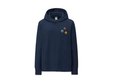 KAWS x Uniqlo x Sesame Street Elmo Cookie Monster Big Bird Heads Hoodie "Navy"