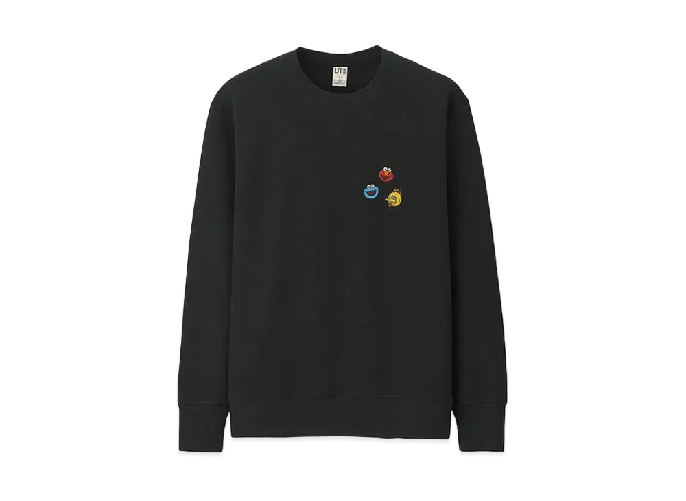 KAWS x Uniqlo x Sesame Street Elmo Cookie Monster Big Bird Heads Sweatshirt "Black"