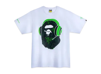 A BATHING APE x Razer NEON CAMO APE HEAD TEE "White"