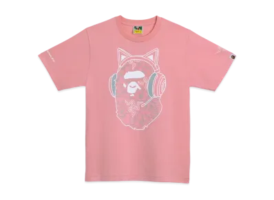 A BATHING APE x Razer NEON CAMO APE HEAD TEE "Pink"