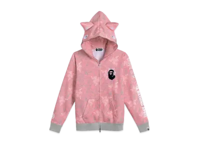 A BATHING APE x Razer NEON CAMO SHARK FULL ZIP HOODIE "Pink"