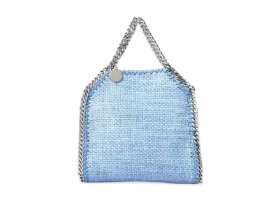 STELLA McCARTNEY Falabella Tiny Woven Raffia Tote "Smoky Blue"