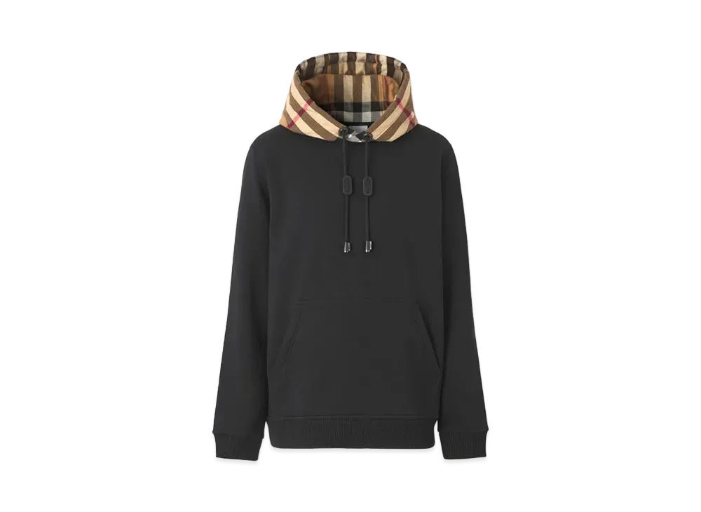 Burberry Check Hood Cotton Blend Hoodie "Black"
