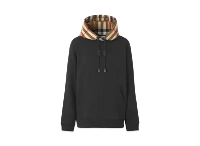 Burberry Check Hood Cotton Blend Hoodie "Black"