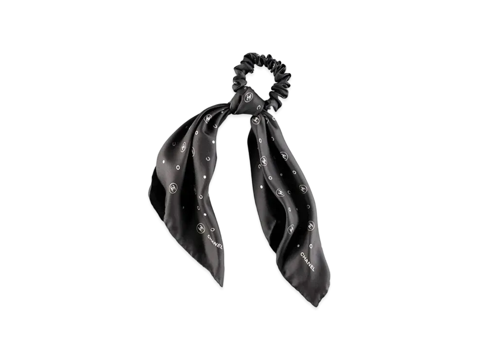 CHANEL Hair Accessory Silk Twill "Black/ Ecru"