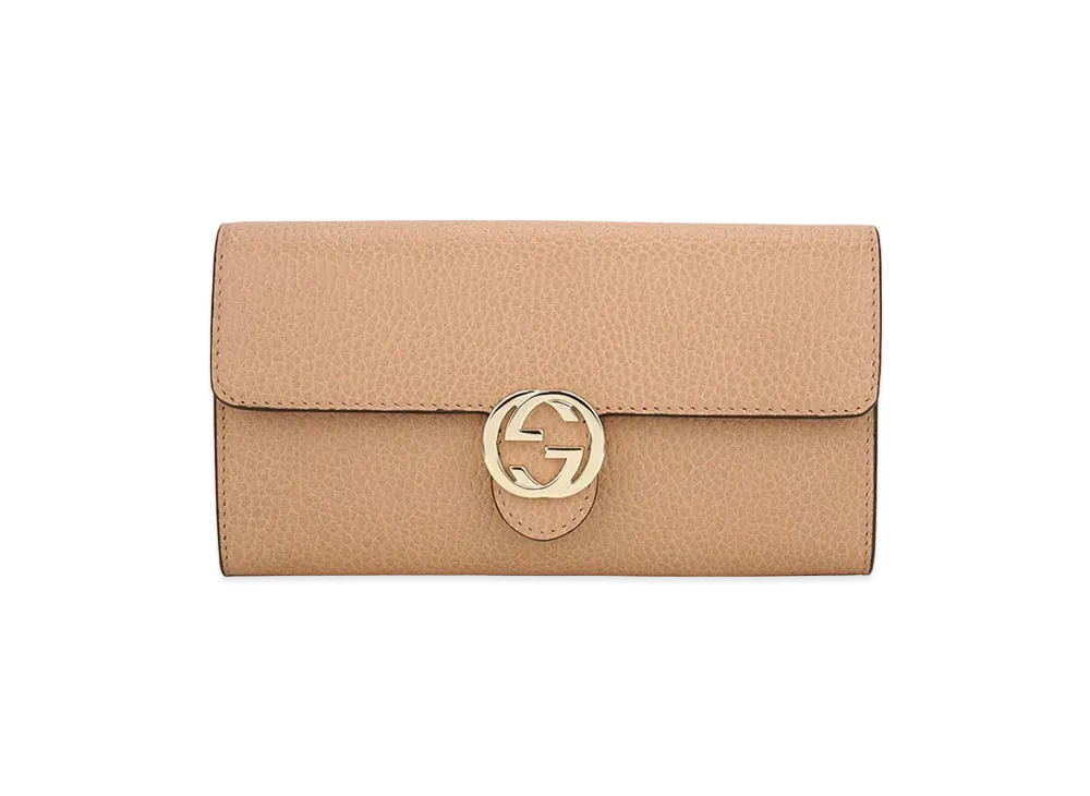 GUCCI Interlocking G Flap Wallet "Beige"