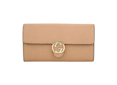 GUCCI Interlocking G Flap Wallet "Beige"