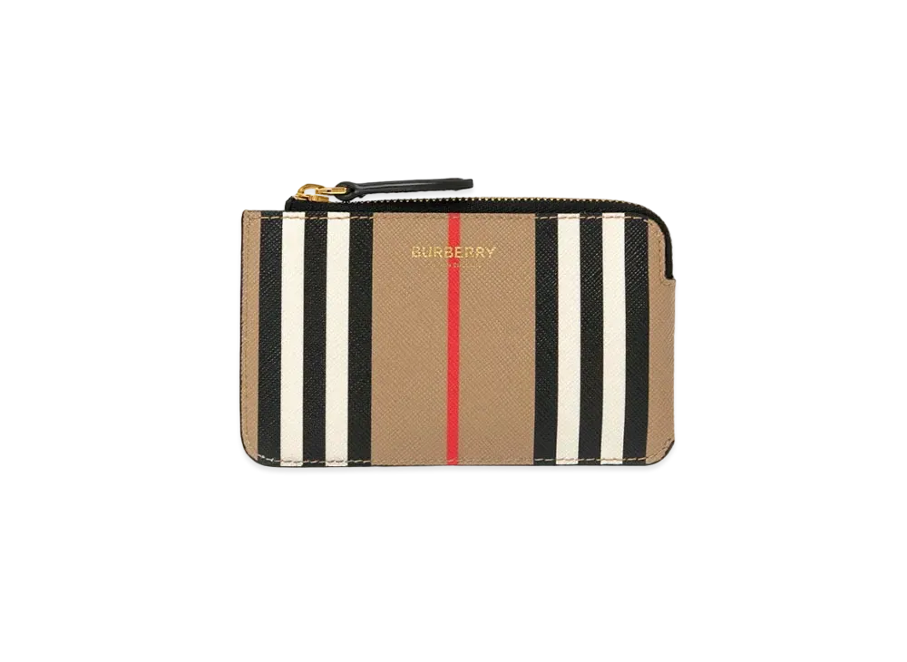 Burberry Icon Stripe Zip Coin Case "Archive Beige"