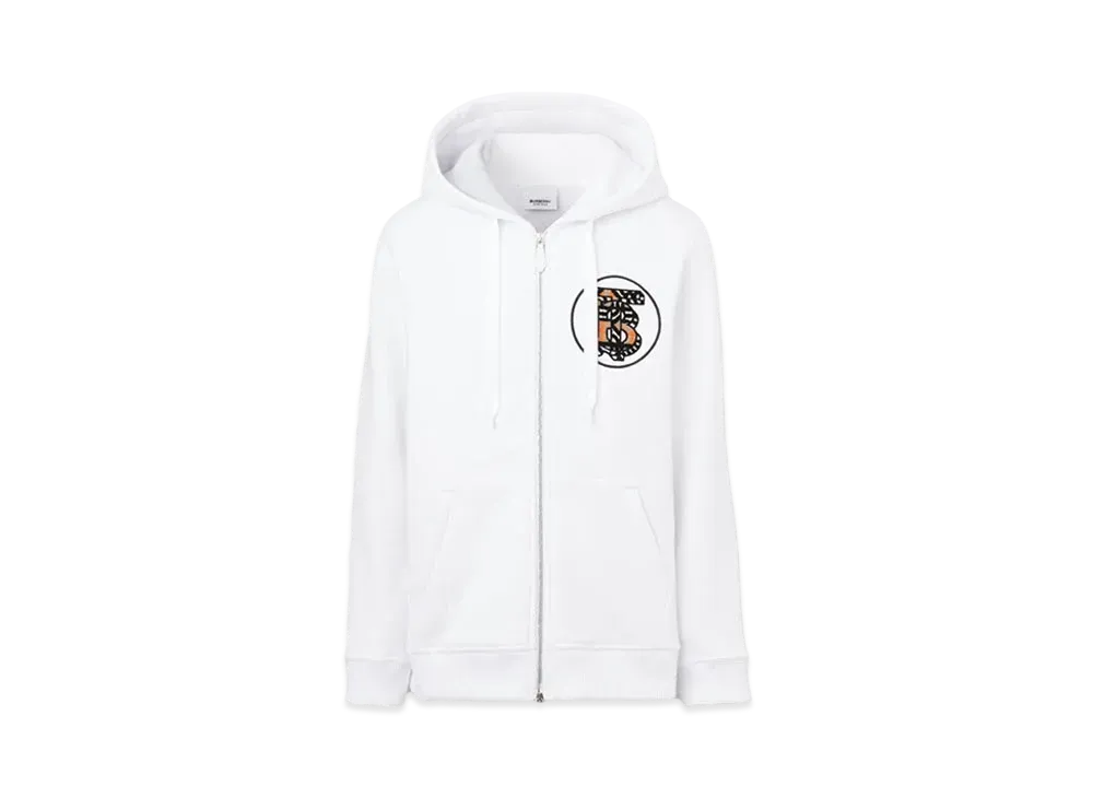 Burberry Monogram Motif Cotton Blend Hooded Top "White"