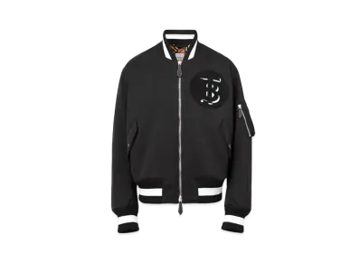Burberry Monogram Motif Silk Bomber Jacket "Black"
