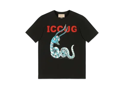 GUCCI Freya Hartas ICCUG Animal Print T-shirt "Black"