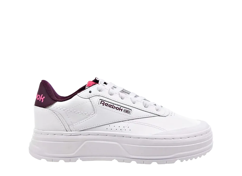 Reebok Women's Club C Double Geo "Cloud White Maroon"