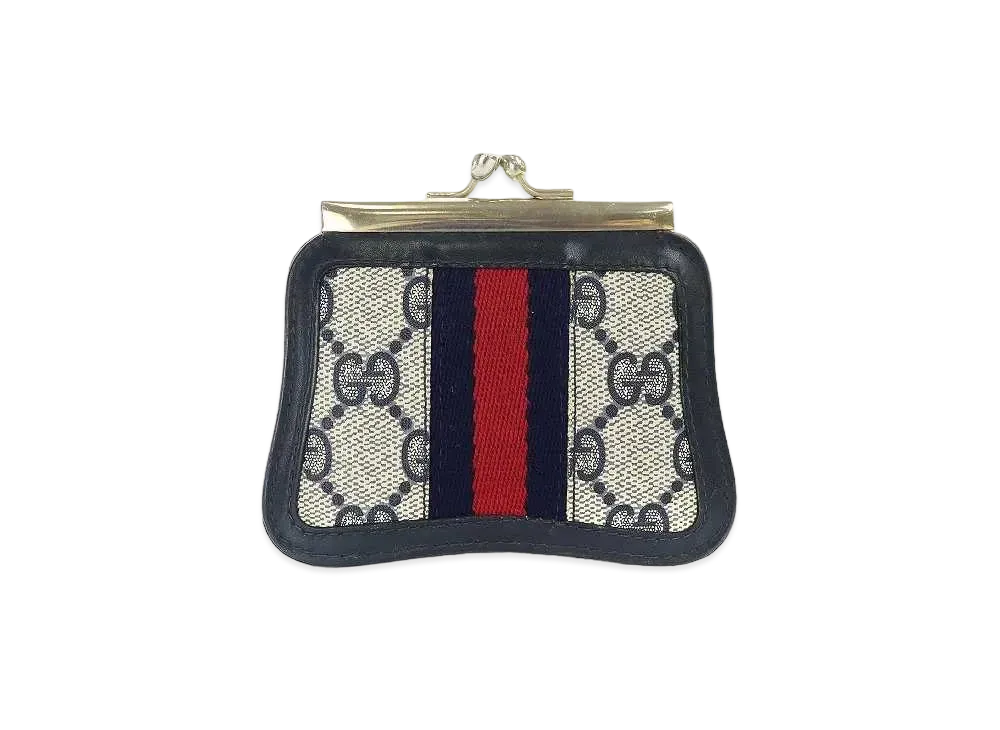 GUCCI GG Sherry Line Coin Case "Navy"