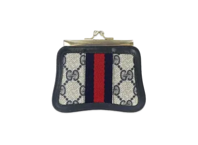 GUCCI GG Sherry Line Coin Case "Navy"