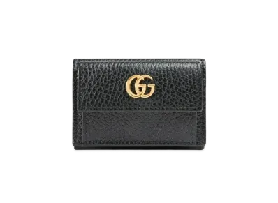 GUCCI Petit GG Marmont Leather Wallet "Black"