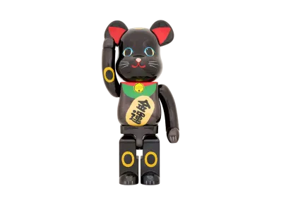 Bearbrick Maneki Neko Gold Fortune Black Plating 1000%