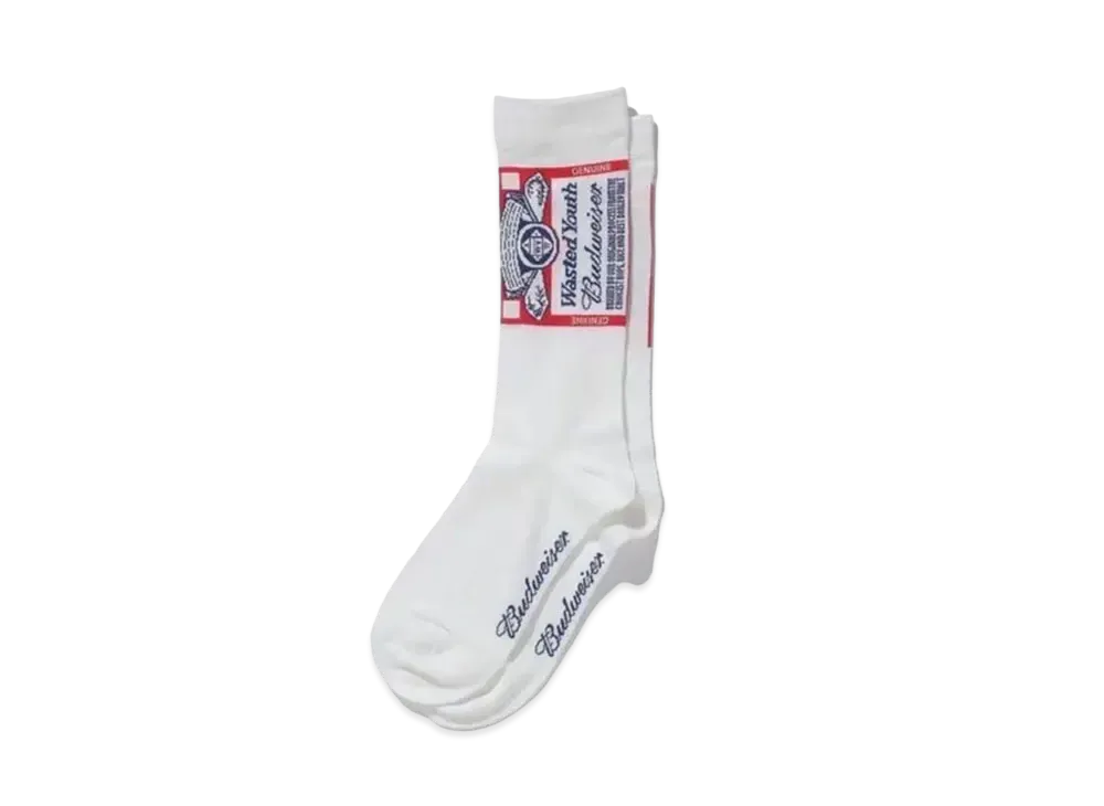 Wasted Youth Budweiser Whimsy Socks "White" / VERDY
