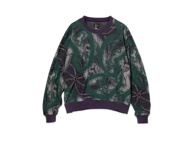 Needles CREW SWEAT SHIRT - PAPILLON PILE JQ. "Green"