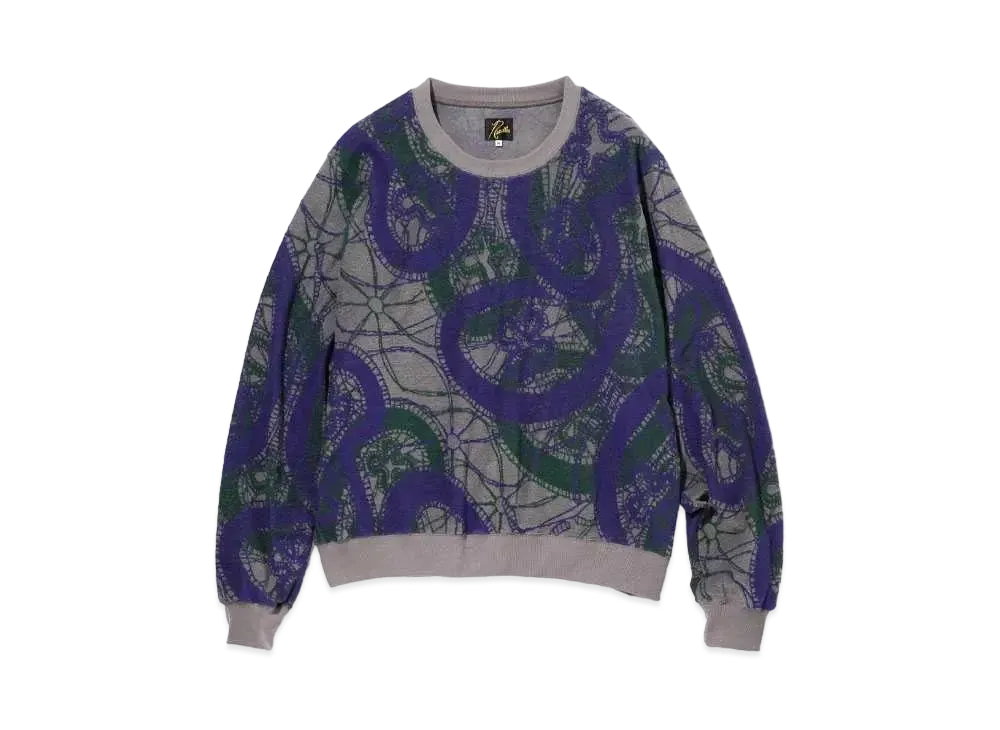 Needles CREW SWEAT SHIRT - PAPILLON PILE JQ. "Blue"