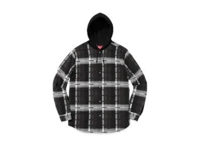 Supreme Hooded Jacquard Flannel Shirt "Black"