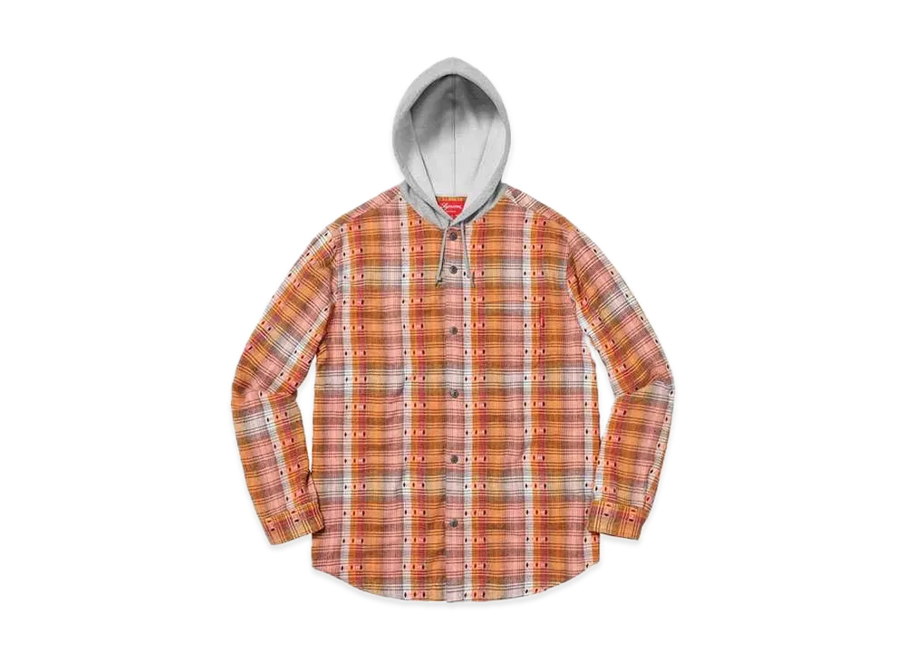 Supreme Hooded Jacquard Flannel Shirt "Orange"