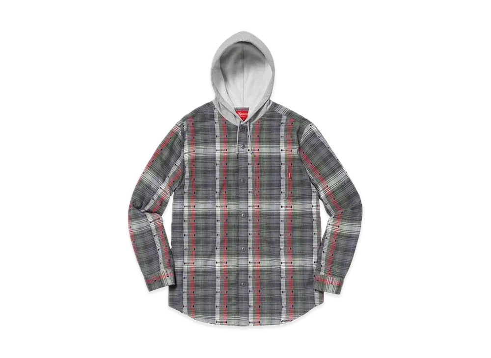Supreme Hooded Jacquard Flannel Shirt "Navy"