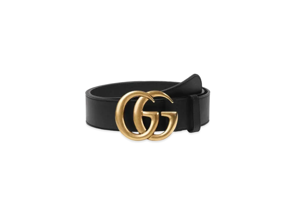 GUCCI Leather Belt With Double G Buckle "Black"