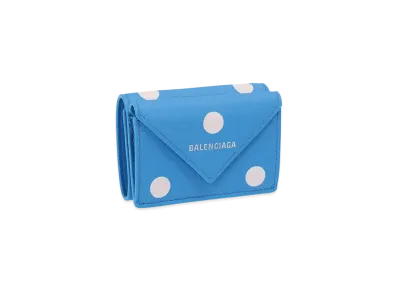 BALENCIAGA Papier Mini Wallet Dot "Blue"