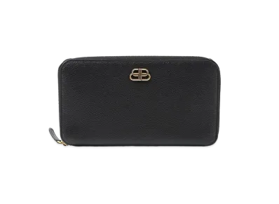 BALENCIAGA BB Logo Zip Around Wallet "Black"