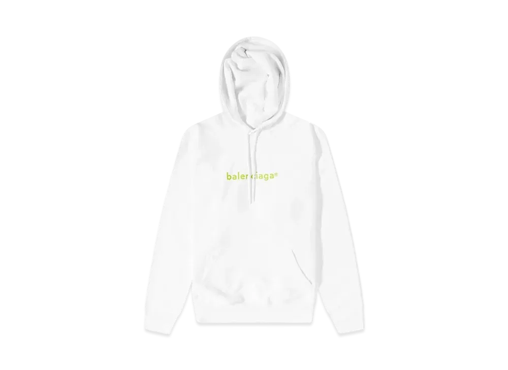 BALENCIAGA Copyright Logo Hoodie "White/Lime"