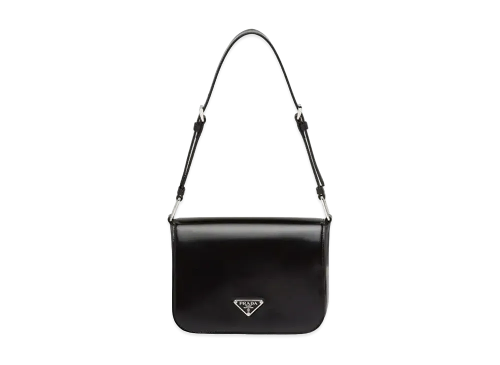 PRADA Brushed Leather Shoulder Bag "Black"