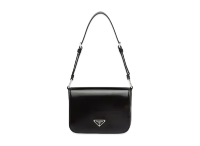 PRADA Brushed Leather Shoulder Bag "Black"