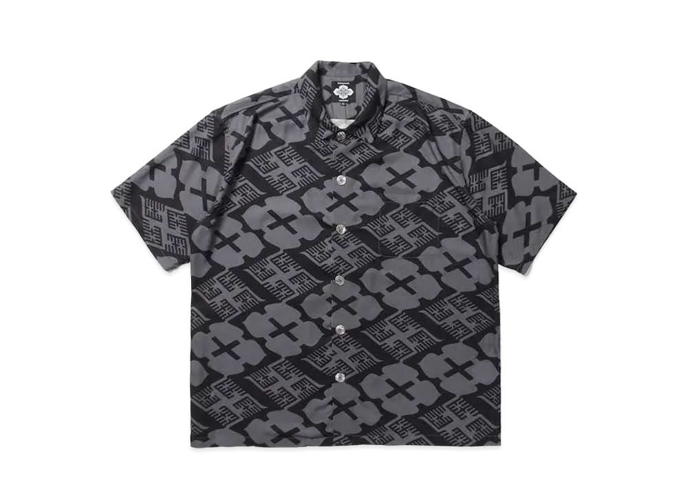 APHRODITEGANG GAKKIN × BUDSPOOL / Flower Punishment × Hemp PATTERN S/S SHIRT "Black Grey"