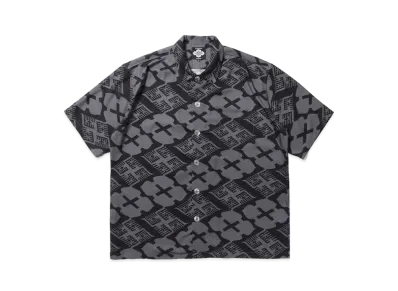 APHRODITEGANG GAKKIN × BUDSPOOL / Flower Punishment × Hemp PATTERN S/S SHIRT "Black Grey"