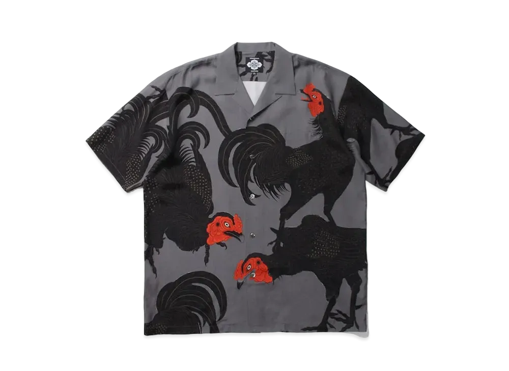 APHRODITEGANG GAKKIN × BUDSPOOL / Shamo S/S HAWAIIAN SHIRT "Charcoal Gray"