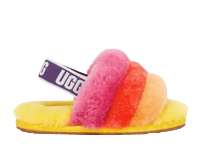 UGG Fluff Yeah Slide "Yellow & Rainbow"