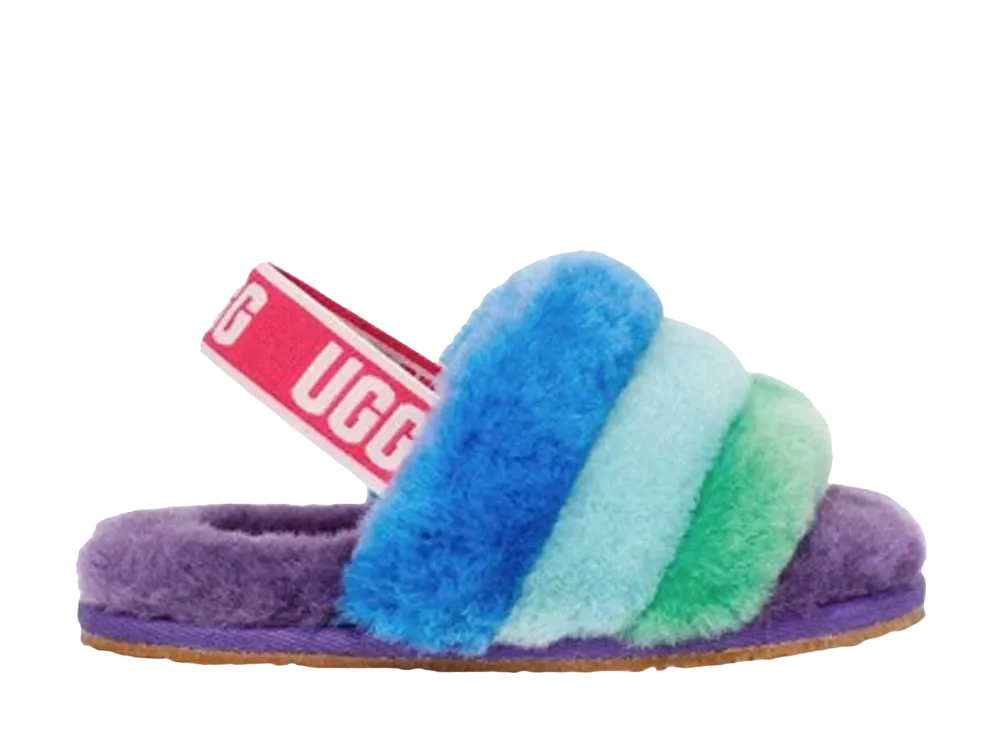 アグ フラッフ イヤー スライド "パープル & レインボー"